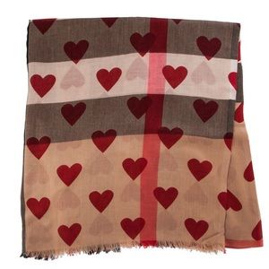 Burberry Heart Overprinted Sheer Scarf 200x90cm